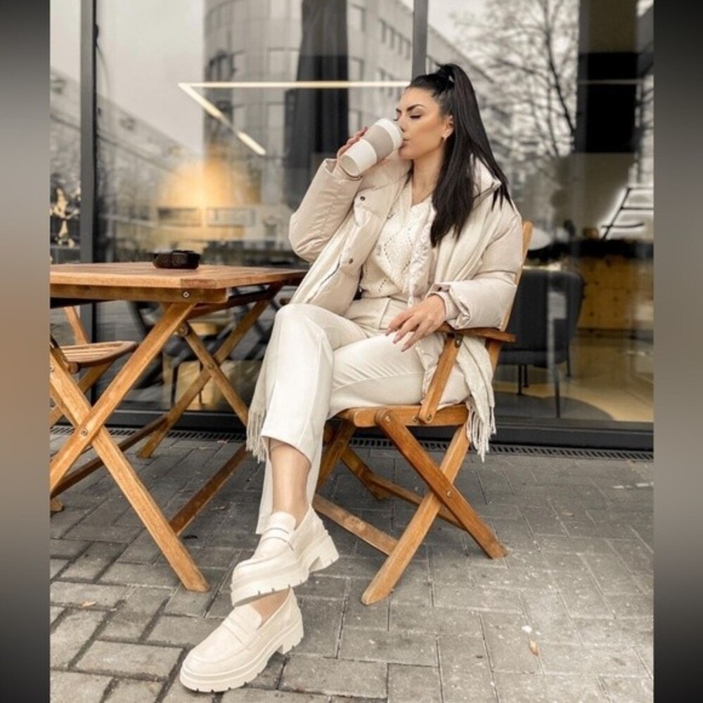 Zara Cream High-Waist Skinny Pants - Picture 4 of 16